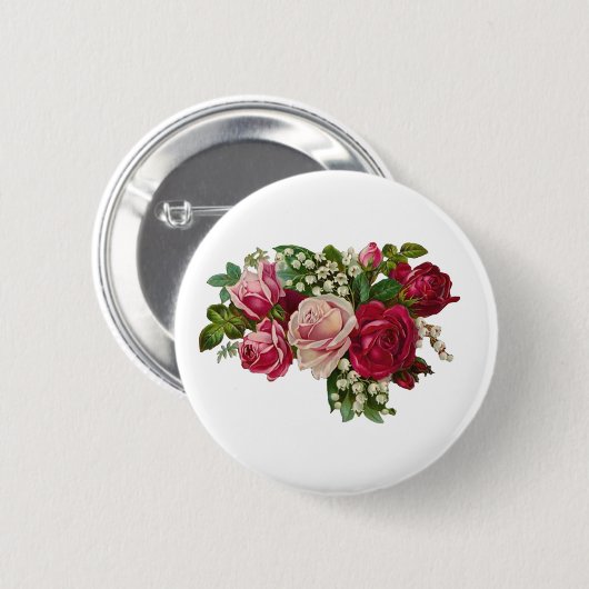 Klassische Viktorianische Rose Lily of the Valley Button (Vorne & Hinten)