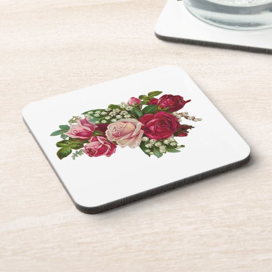 Klassische Viktorianische Rose Lily of the Valley Getränkeuntersetzer (Linke Seite)