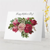 Klassische Viktorianische Rose Lily of the Valley Karte (Gelbe Blume)