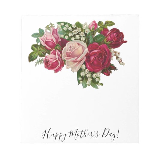 Klassische Viktorianische Rose Lily of the Valley Notizblock (Vorderseite)