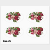 Klassische Viktorianische Rose Lily of the Valley Ovaler Aufkleber (Blatt)