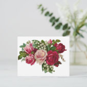 Klassische Viktorianische Rose Lily of the Valley Postkarte (Stehend Vorderseite)