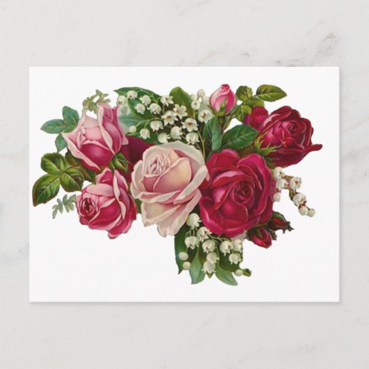 Klassische Viktorianische Rose Lily of the Valley Postkarte (Vorderseite)