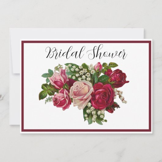 Klassische Viktorianische Rose Lily Valley Brautpa Einladung (Vorderseite)