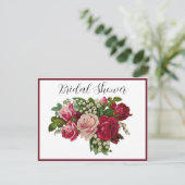 Klassische Viktorianische Rose Lily Valley Brautpa Einladungspostkarte (Stehend Vorderseite)