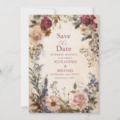 Klassische Viktorianische Royal Floral Wedding Save The Date (Vorderseite)
