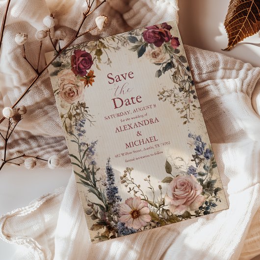 Klassische Viktorianische Royal Floral Wedding Save The Date