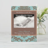 Klassische Vintag Blue-Baby-Ankündigung Ankündigung (Stehend Vorderseite)