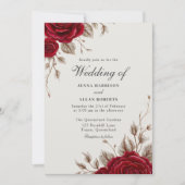 Klassische Vintag romantische Rote Rosen Hochzeit Einladung (Vorderseite)