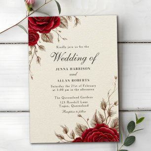 Klassische Vintag romantische Rote Rosen Hochzeit Einladung