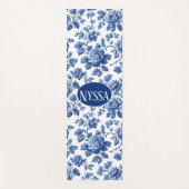 Klassische Vintage Blaue Französische Toile Floral Yogamatte (Vorderseite)