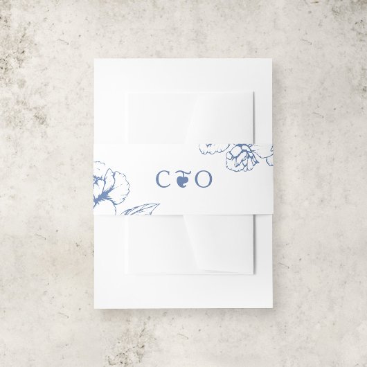 Klassische Vintage Blauer Blumengarten Hochzeiten Einladungsbanderole