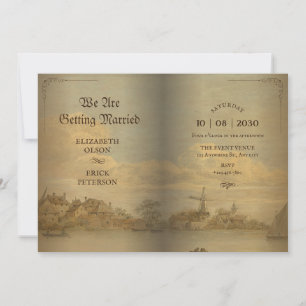 Klassische Vintage-Buch-Hochzeit Einladung