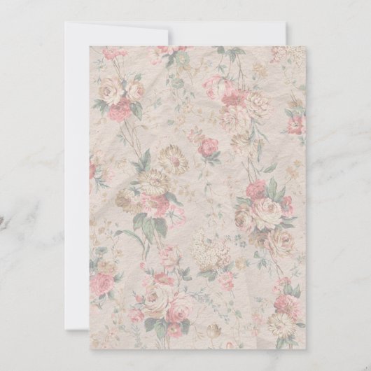 Klassische Vintage Bugbabydusche mit Blütenblüte Einladung (Rückseite)