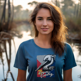 Klassische Vintage-Cajun-Country-Flagge und Pelika T-Shirt