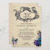 Klassische Vintage Dunkle Alice im Wunderland Hoch Einladung (Vorne/Hinten)