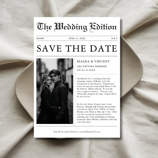 Klassische Vintage Einzigartige Foto-Hochzeit Save The Date