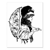 Klassische Vintage Frauen Umbrella Rubber Art Brie Gummistempel (Prägung)