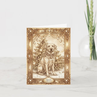 Klassische Vintage-Gelb Labrador Weihnachtskarte Feiertagskarte