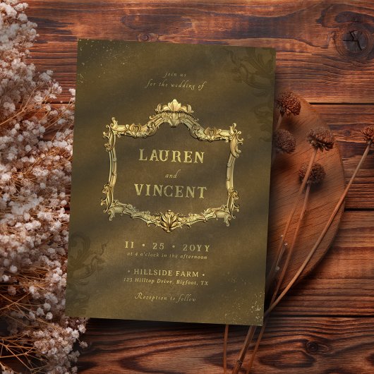 Klassische Vintage Goldbarren Foto Hochzeit Einladung