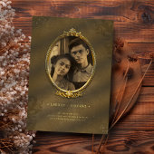 Klassische Vintage Goldbarren Foto Hochzeit Einladung