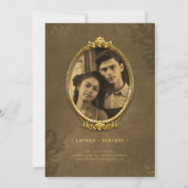 Klassische Vintage Goldbarren Foto Hochzeit Einladung (Rückseite)