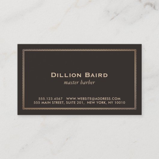 Klassische Vintage Goldgrenze Dunkelbraun Visitenkarte (Vorderseite)