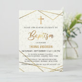 Klassische Vintage Goldtaufe Einladung (Stehend Vorderseite)