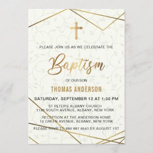 Klassische Vintage Goldtaufe Einladung
