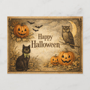 Klassische Vintage-Hernst-Ernte-Halloween Feiertagspostkarte