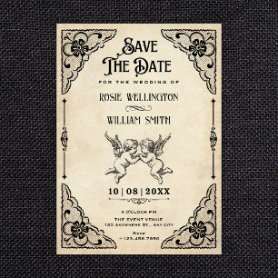 Klassische Vintage-Hochzeit Save The Date