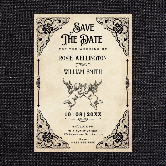 Klassische Vintage-Hochzeit Save The Date