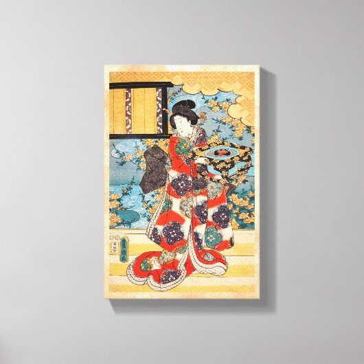 Klassische Vintage japanische Geisha ukiyo-e Utaga Leinwanddruck (Vorderseite)