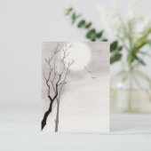 Klassische Vintage japanische Nachtmondlandschaft Postkarte (Stehend Vorderseite)