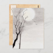 Klassische Vintage japanische Nachtmondlandschaft Postkarte (Vorne/Hinten)