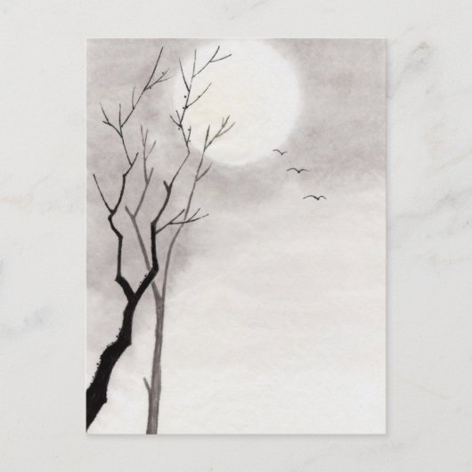 Klassische Vintage japanische Nachtmondlandschaft Postkarte (Vorderseite)