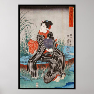 Klassische Vintage japanische ukiyo-e geisha Utaga Poster