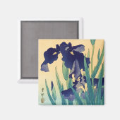 Klassische Vintage japanische Ukiyo-e violet-irise Magnet (Vorderseite/Rückseite)