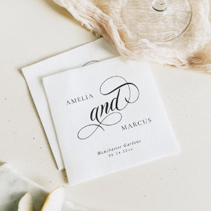 Klassische Vintage-Kalligrafie-Hochzeitsservietten Serviette