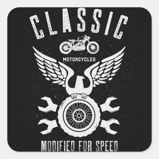 Klassische Vintage Krafträder mit Geschwindigkeits Quadratischer Aufkleber (Vorderseite)