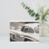 Klassische Vintage Mercedes Black & White Postkarte (Stehend Vorderseite)