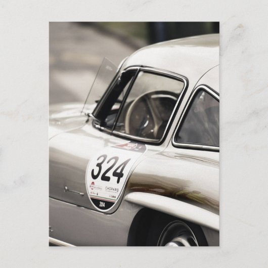 Klassische Vintage Mercedes Black & White Postkarte (Vorderseite)