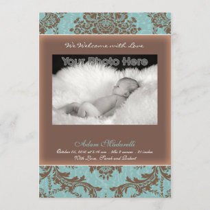 Klassische Vintage Mitteilung des blauen Babys Ankündigung