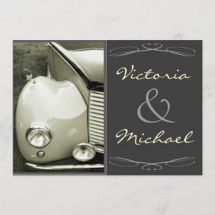 Klassische Vintage-Motor-Hochzeit Einladung