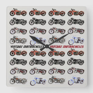 KLASSISCHE VINTAGE MOTORRÄDER QUADRATISCHE WANDUHR