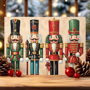 Klassische Vintage-Nussknacker-Soldaten Weihnachte Feiertagskarte
