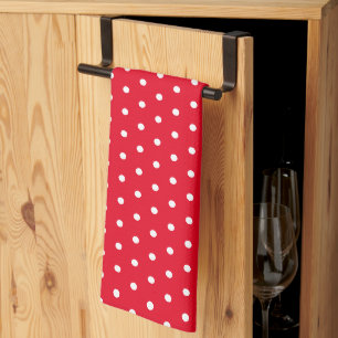 Klassische Vintage-Polka-Punkte Rot und Weiß Geschirrtuch