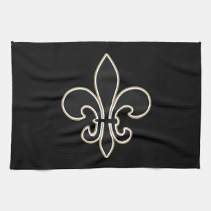 Klassische Vintage-Radierkunst Fleur-de-lis Kunst Geschirrtuch