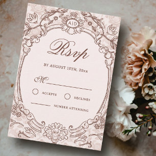 Klassische Vintage-Rahmen-Hochzeits-RSVP-Karte RSVP Karte