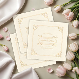Klassische Vintage RahmenWedding Servietten Mit Folie